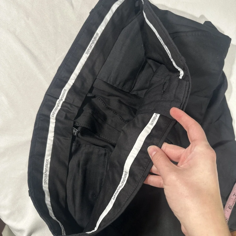 NEW $475 Emporio Armani‎ [ 52 US ] Wool Trouser Pants Black U1901